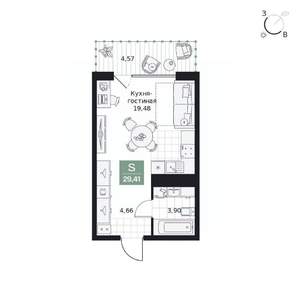 Студия квартира, вторичка, 29м2, 5/9 этаж